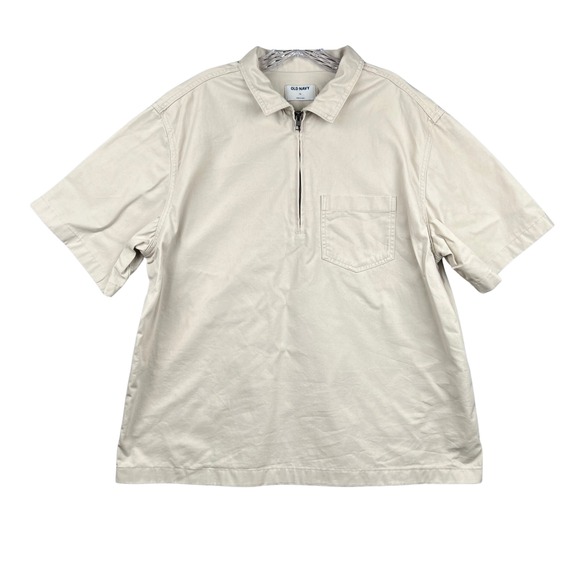 Old Navy Other - Old Navy Mens Short Sleeve Quarter Zip Collared Shirt Khaki XL